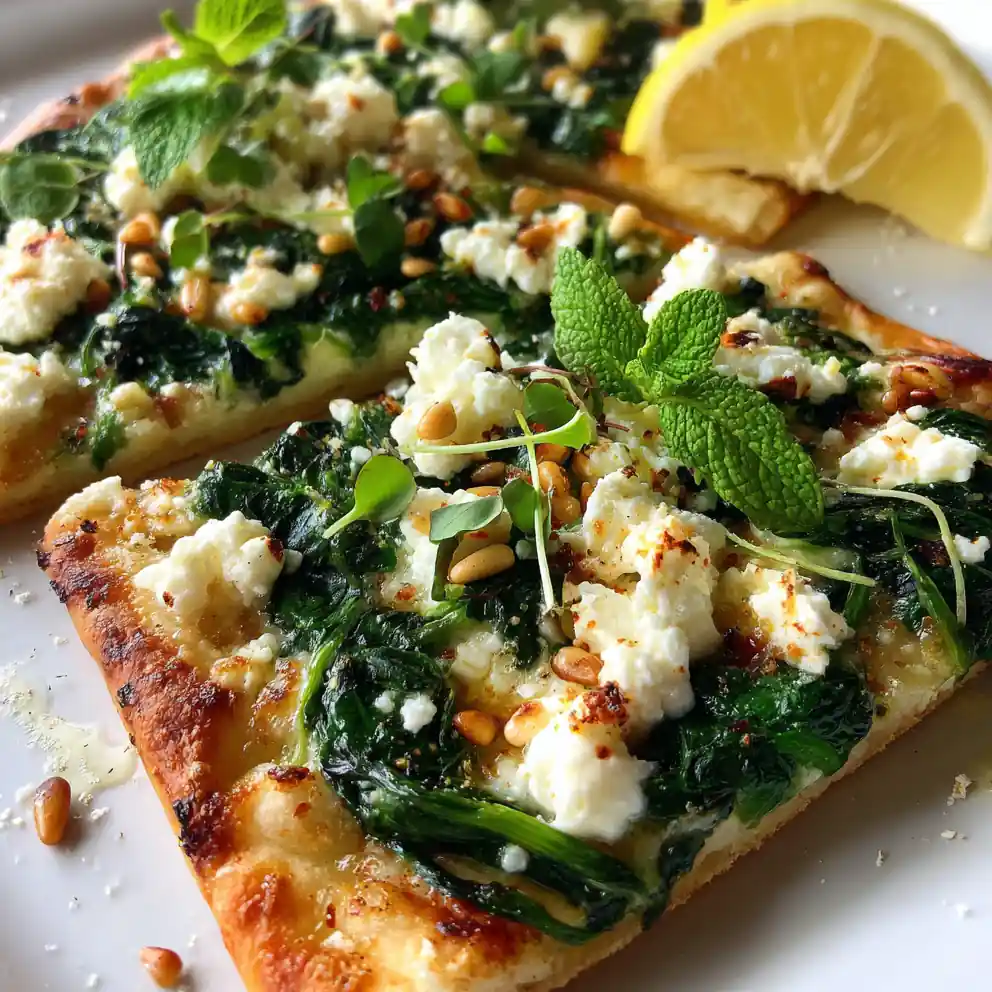Easy Spinach And Feta Flatbread Pizza