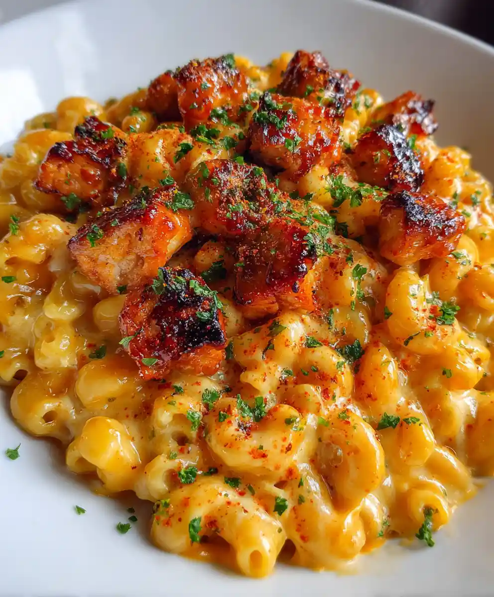 High Protein Honey Bbq Chicken Mac & Cheese