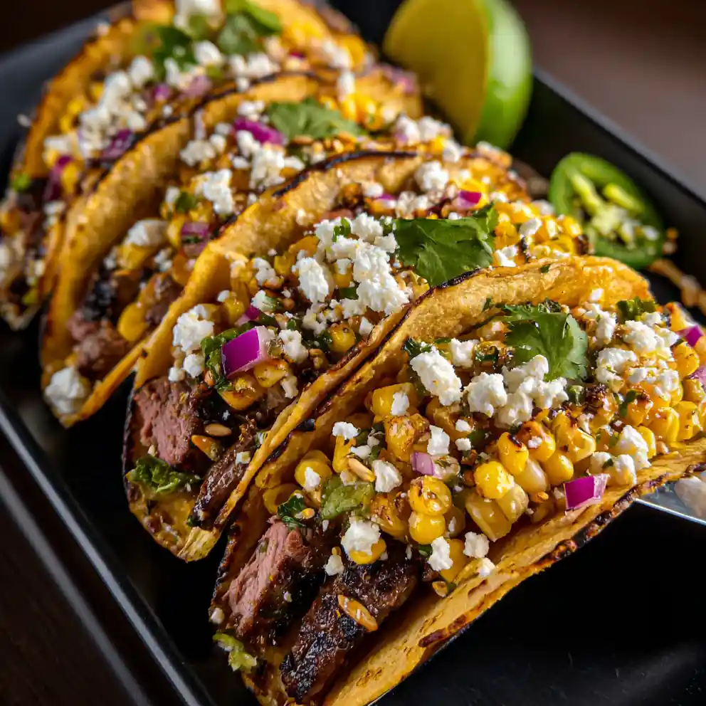 Juicy Steak Tacos With Grilled Elote Flavor