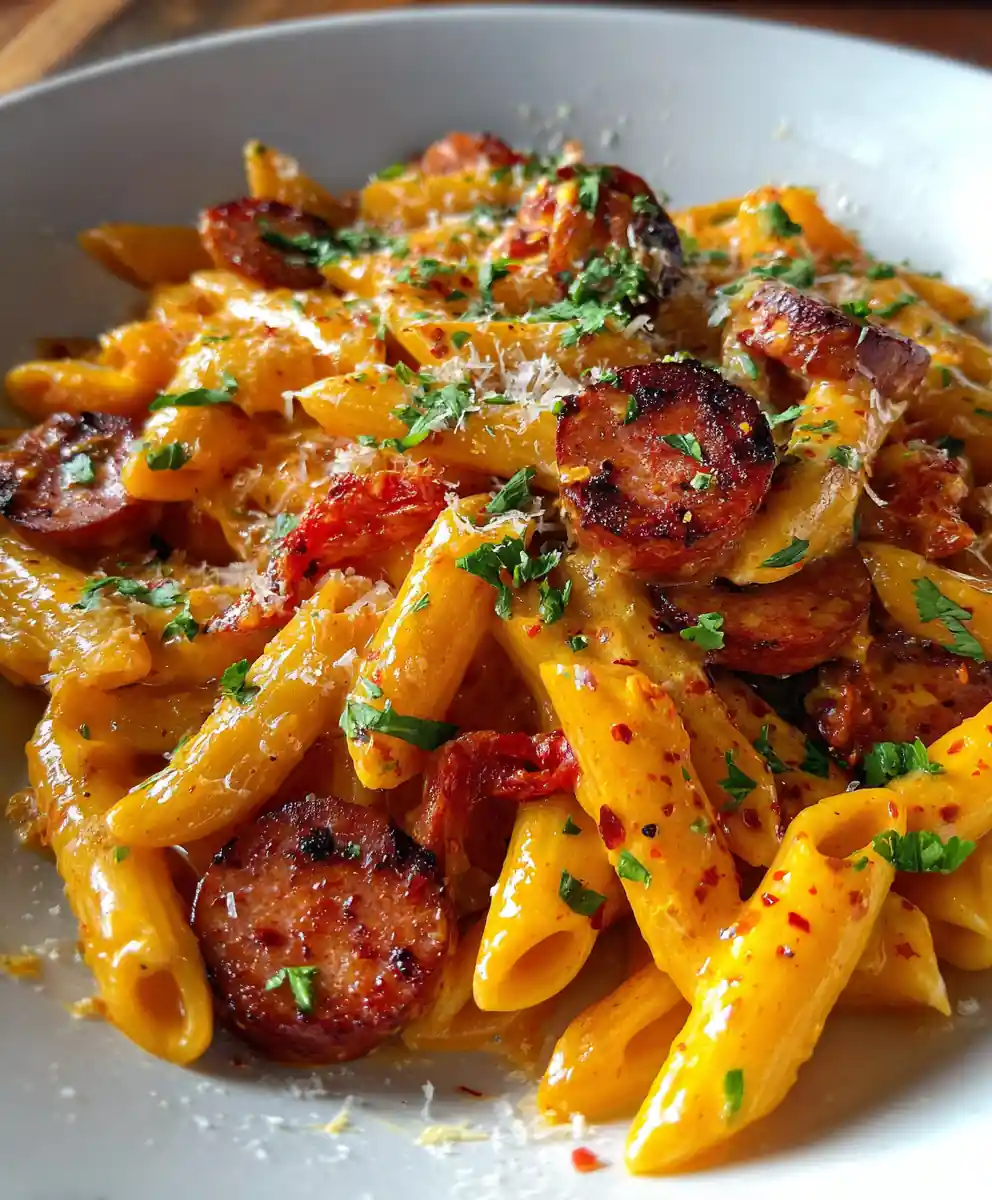 One Pot Creamy Kielbasa Pasta