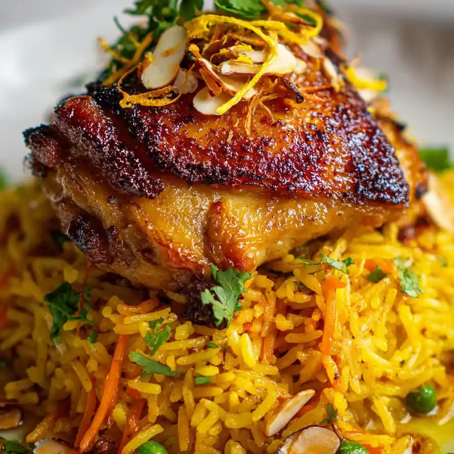 Oven Baked Chicken Thighs With Saffron Rice 6 Oven Baked Chicken Thighs With Saffron Rice
