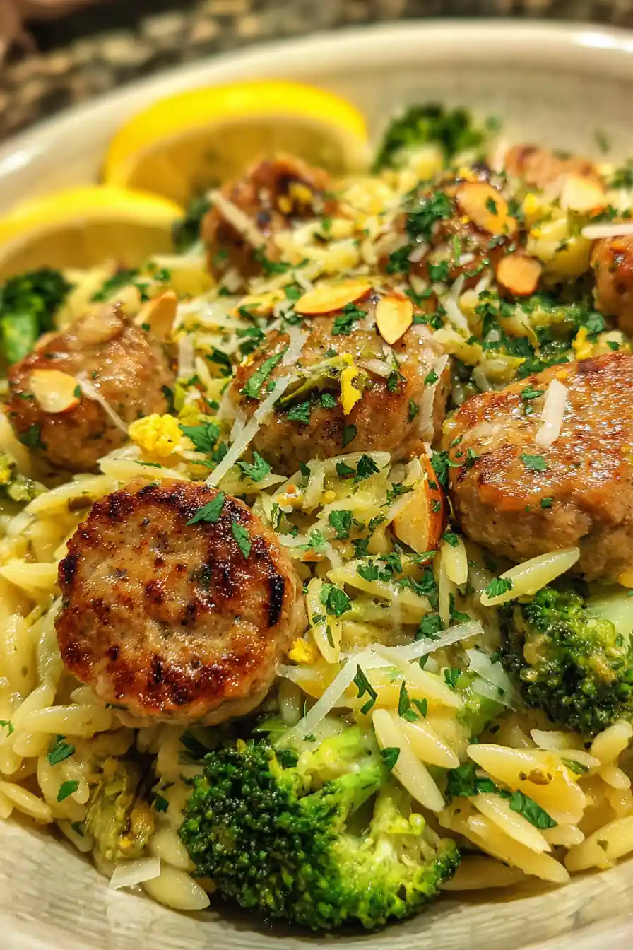 Savor The Easy Chicken Sausage, Broccoli & Orzo Skillet