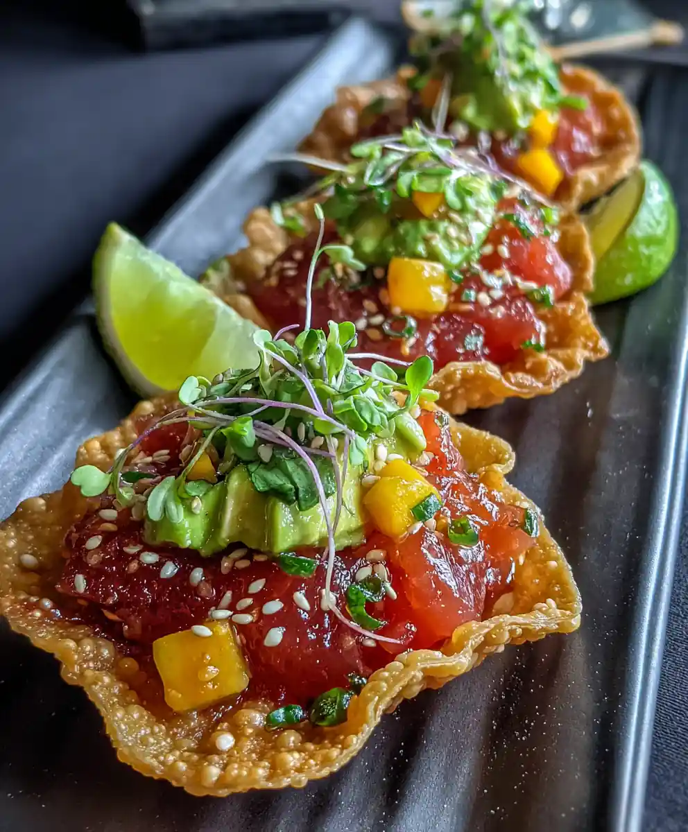 Spicy Tuna Tartare Wonton Tacos