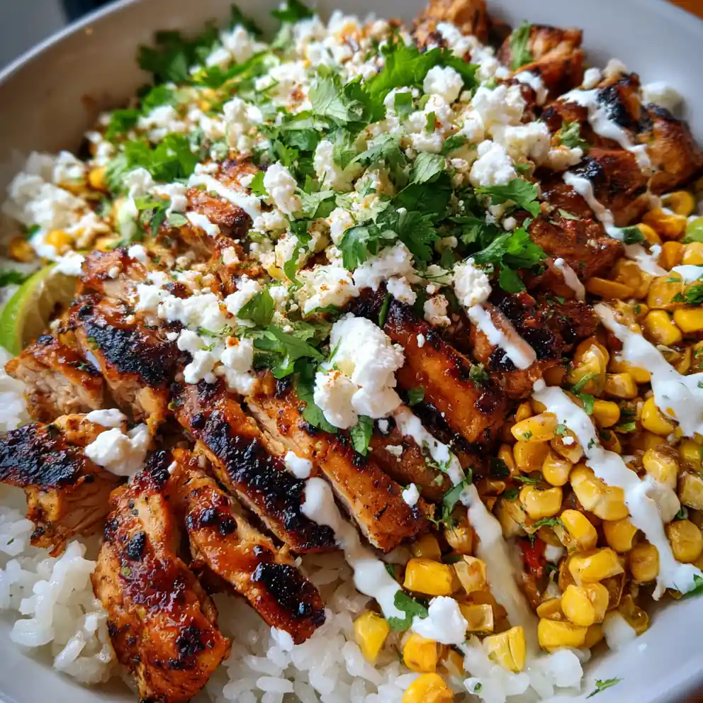 Street Corn Chicken Rice Bowl