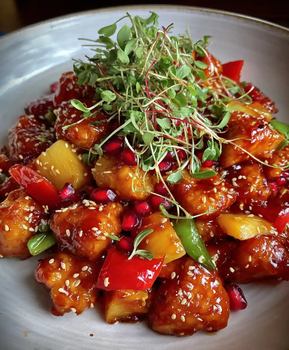Sweet And Sour Chicken With Pomegranate Glaze