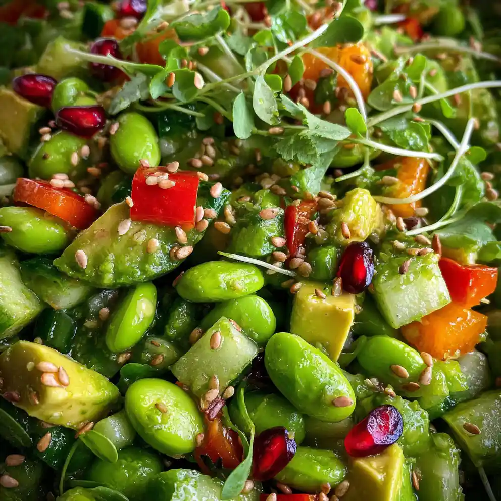 Zesty Edamame Lime Salad With Cilantro Dressing