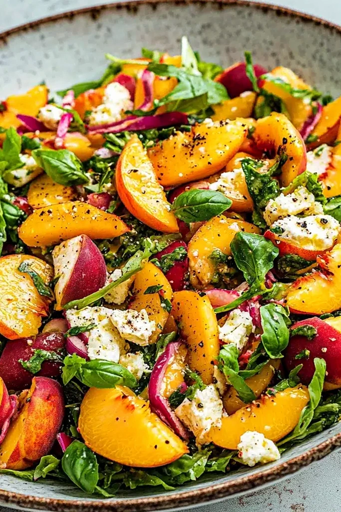 Summer Peach and Feta Salad with Balsamic Vinaigrette 3 Recipe image