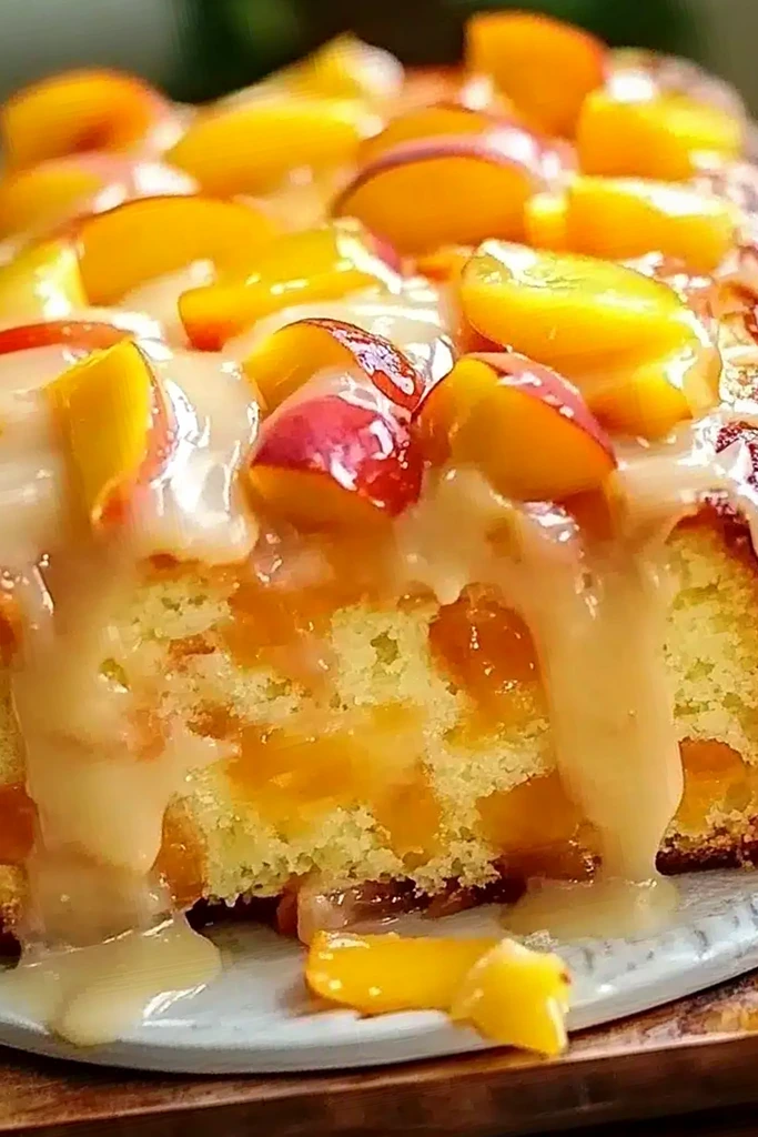 Moist Summer Peach Cake with Cinnamon Sugar Topping