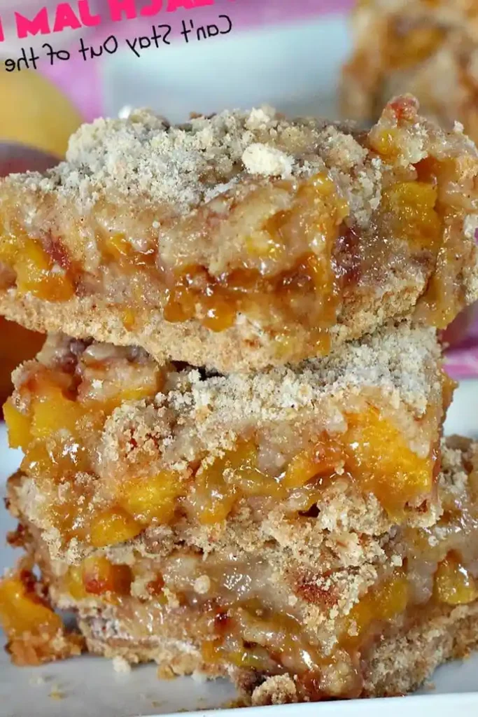 Buttery Peach Jam Crumb Bars