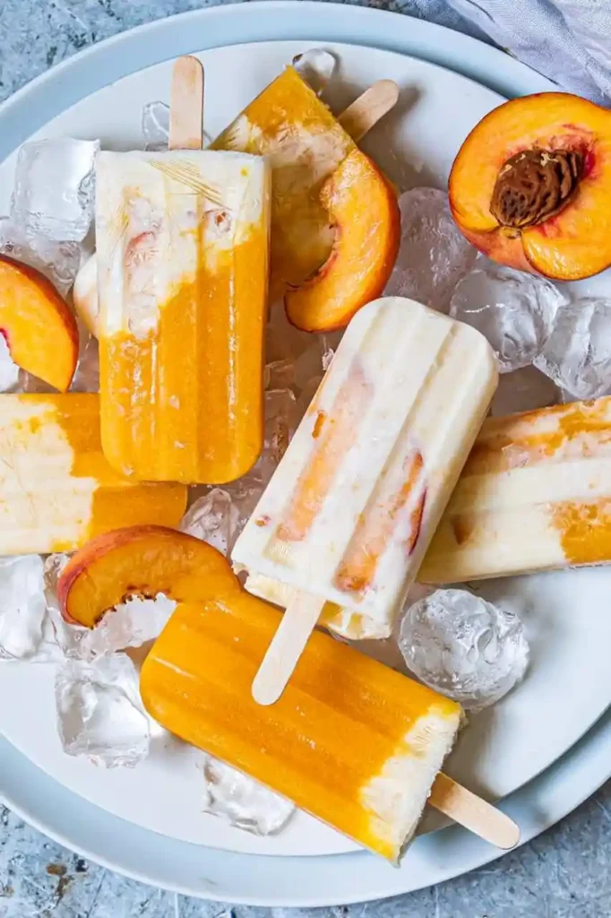 Creamy Peach Yogurt Popsicles