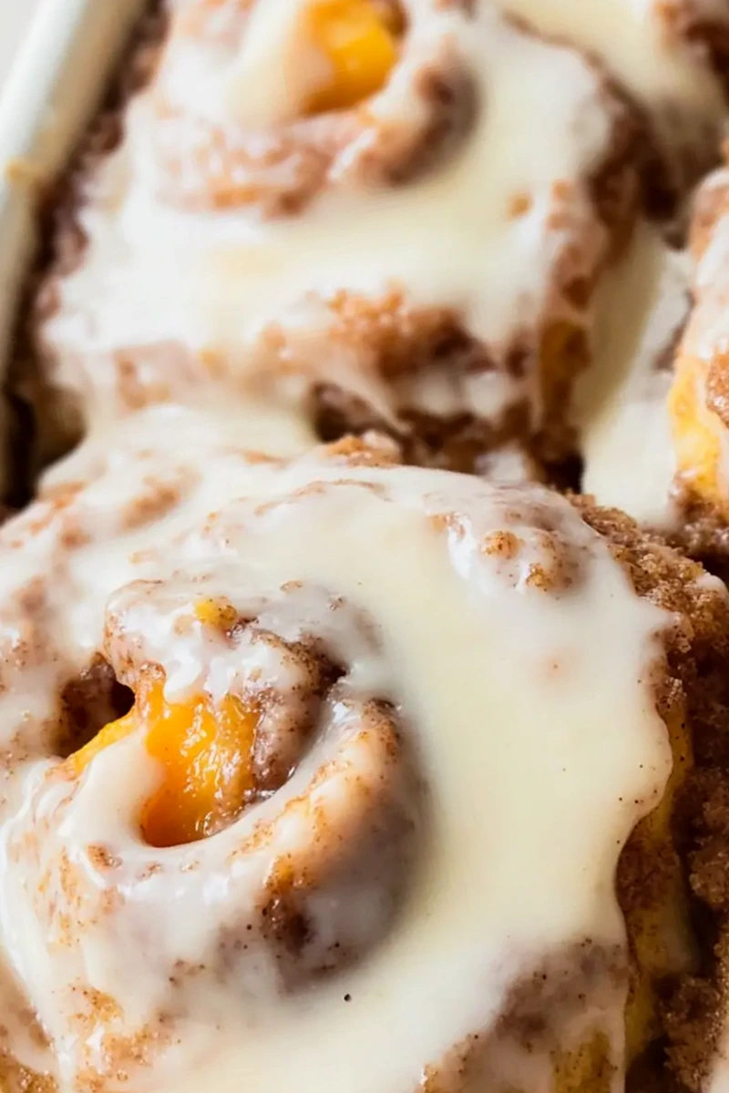 Indulge in Gooey Peach Cobbler Cinnamon Rolls Bliss 3 Recipe image
