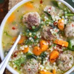 Savory Italian Wedding Soup with Homemade Meatballs