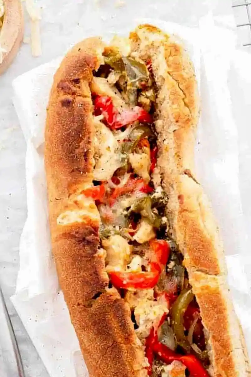 Healthy Crockpot Chicken Philly Cheesesteak