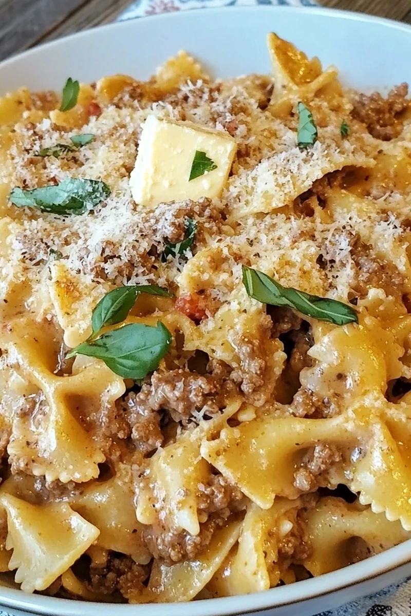 One-Pot Creamy Beef and Garlic Butter Pasta