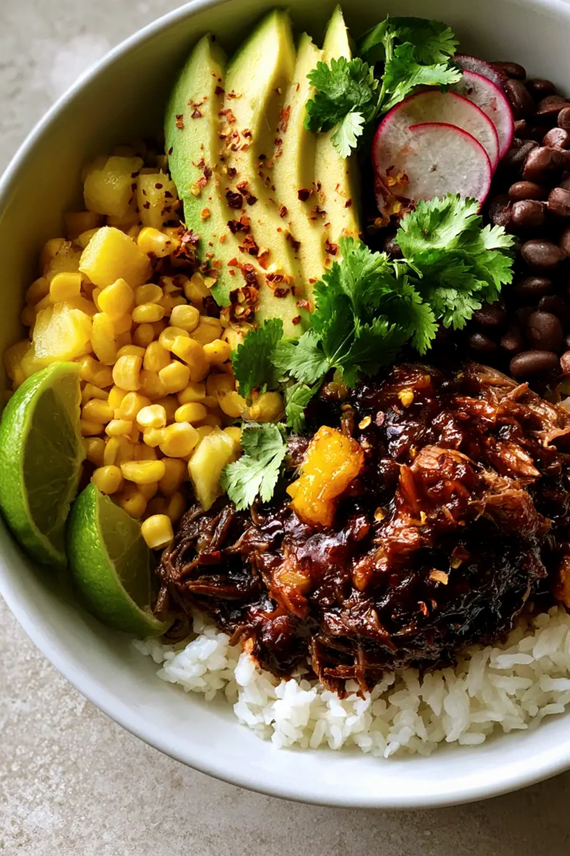 Slow Cooker Pot Roast Bowls with Chipotle Pineapple Glaze 3 Slow Cooker Pot Roast Bowls with Chipotle Pineapple Glaze