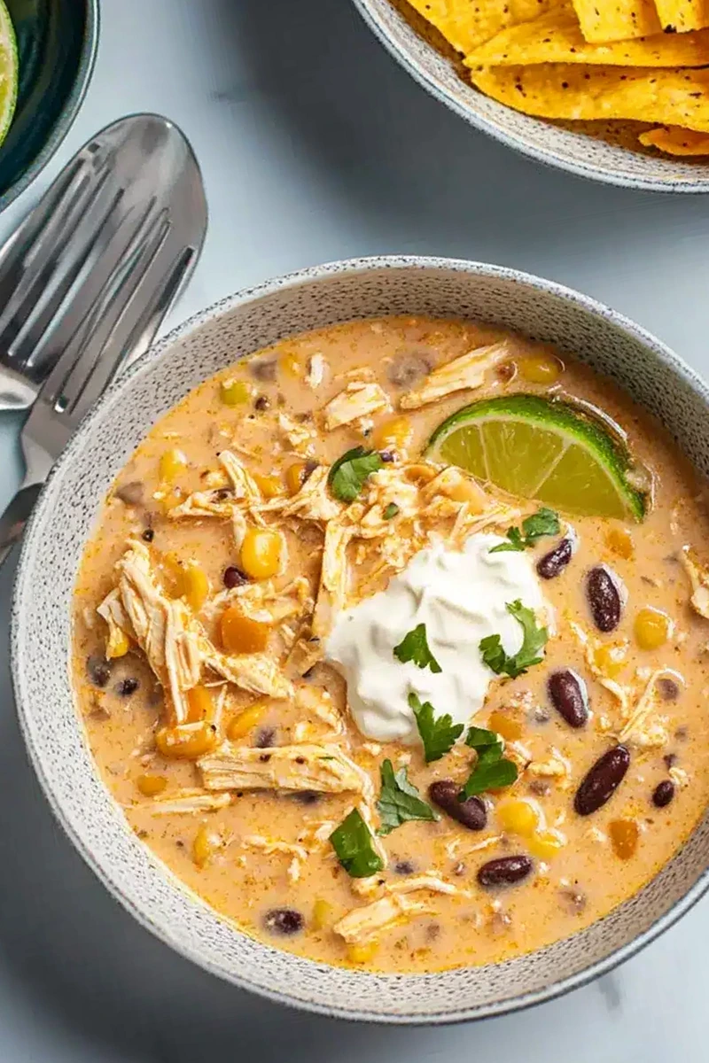 The Easiest Creamy Crockpot White Chicken Chili